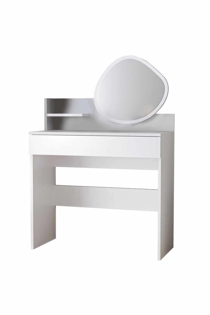 Comò "Harmony Mini Amorphous" con specchio in legno - 90 x 40 x 133 cm - Bianco