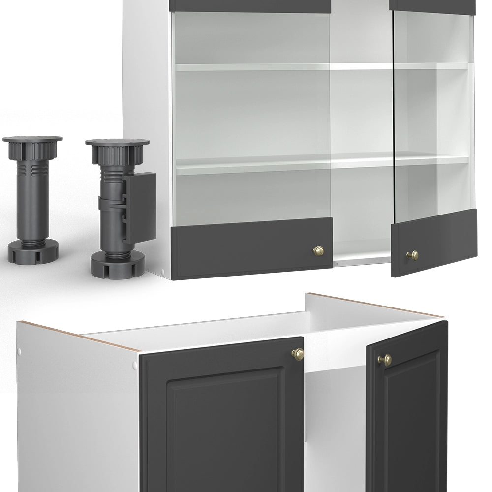 Cucina componibile Fame-Line Antracite-oro/Bianco 200 cm, PL Marmo Vicco