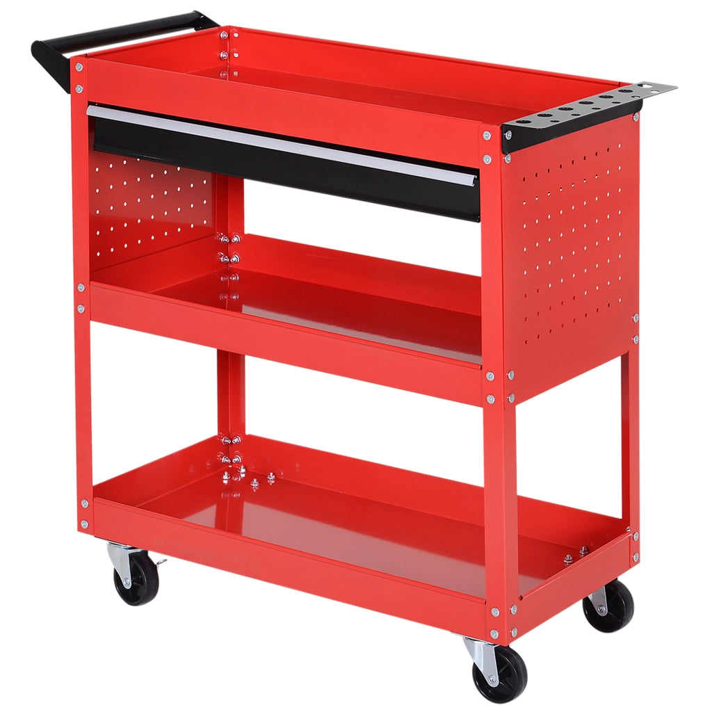 Carrello per attrezzi a 3 livelli ¨C Minimal ¨C Rosso 82x35x76 cm