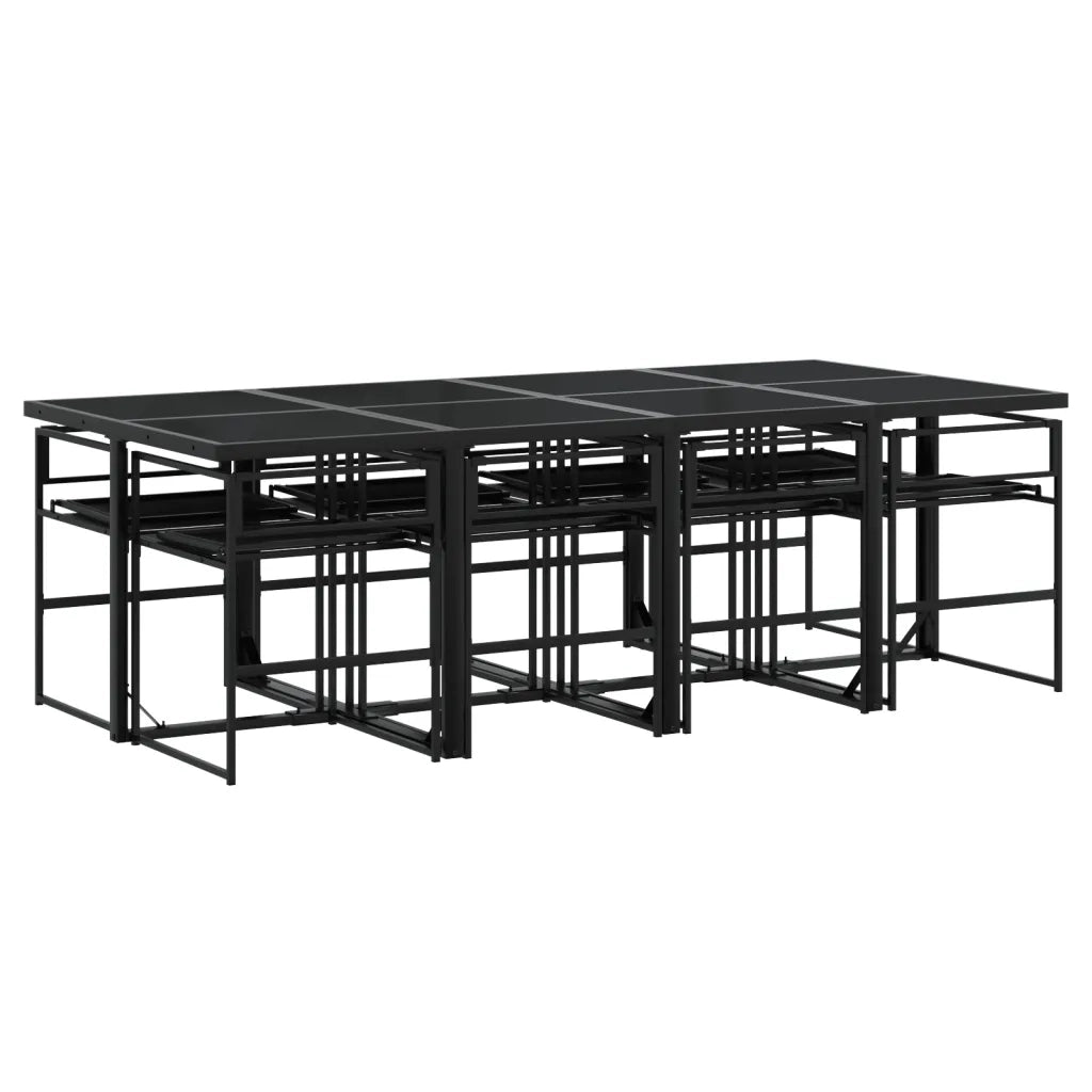 Set da Pranzo da Giardino 9 pz con Cuscini Nero in Textilene 3295075