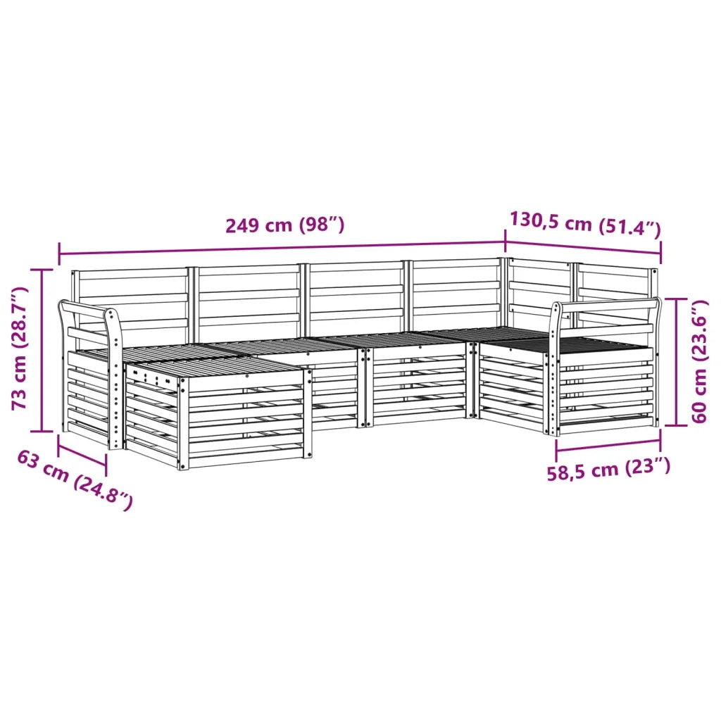 Set di divani da esterno 6 pcs Bianco Poliestere 3392114