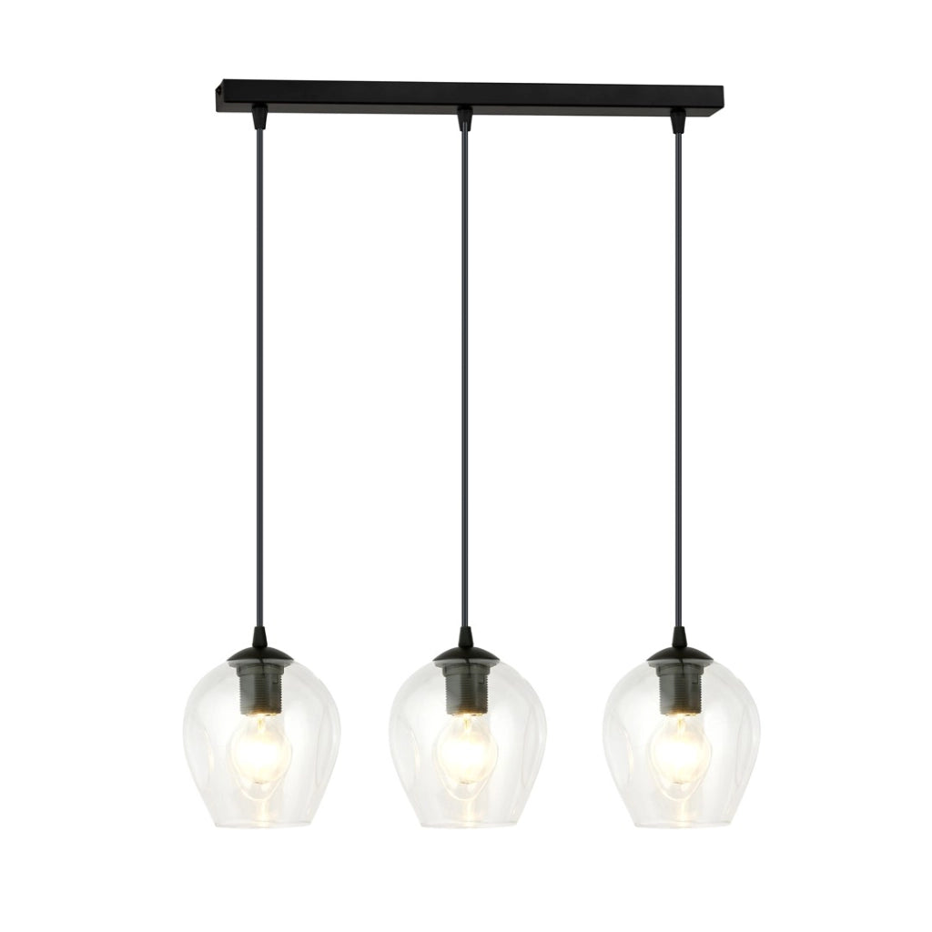 Emibig lampadario ISTAR 3 3xE27 vetro trasparente nero
