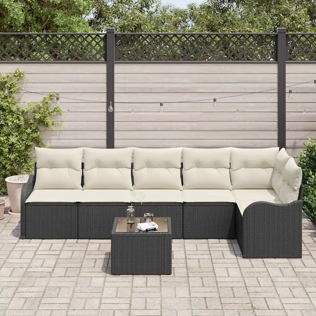 Set Divano da Giardino Nero polyrattan