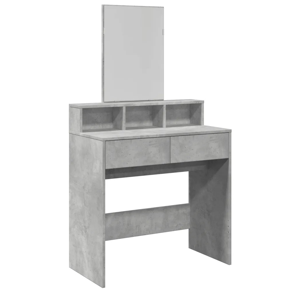 Toeletta | Tavolo da Trucco con Specchio Grigio Cemento 80x41x144,5 cm