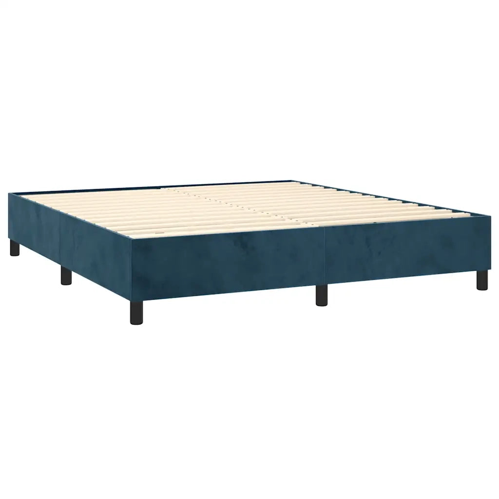 Letto a Molle con Materasso e LED Blu Scuro 160x200 cm 3136255
