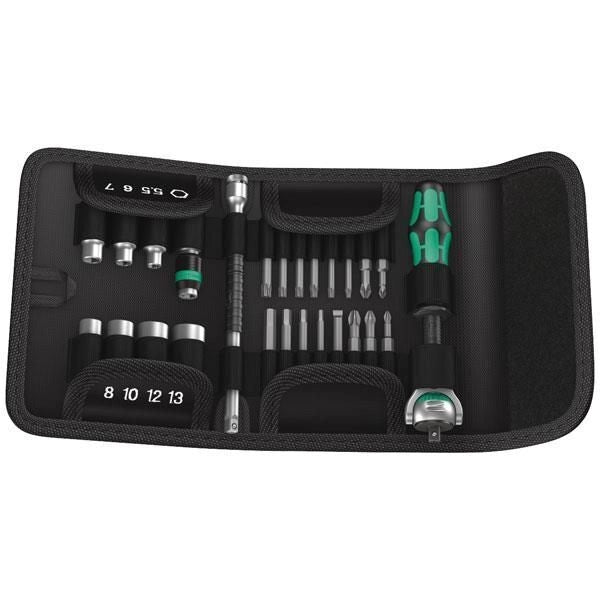 Wera 05051045001 Kraftform Compact Zyklop Speed Set di utensili 26 pezzi con cricchetto 1-4'' e custodia pieghevole colore Nero