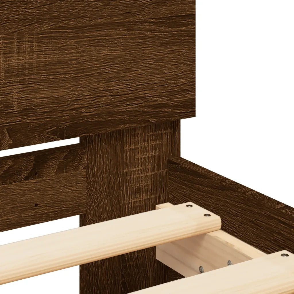 Giroletto con Testiera e LED Rovere Marrone 75x190 cm 838847