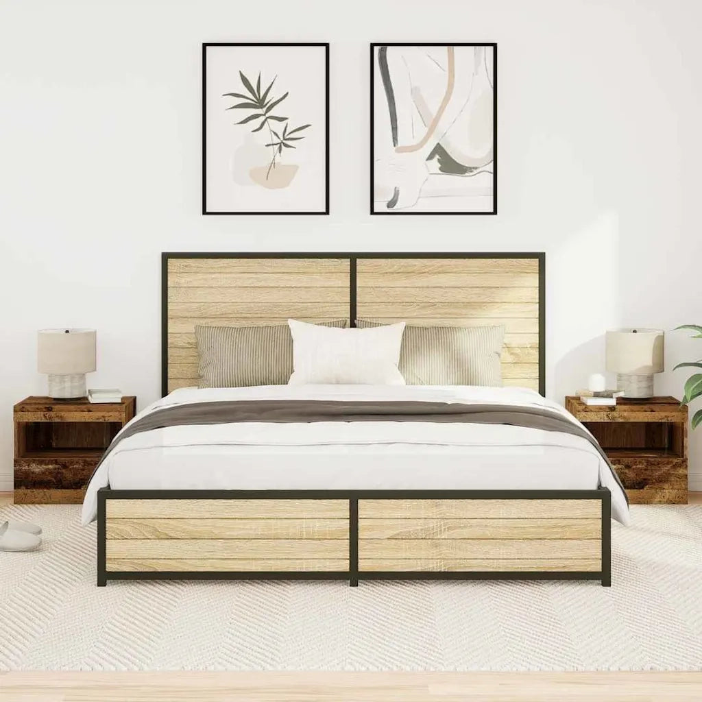 Set di 2 Comodini | Armadio da Notte | Mobiletto da notte Legno vecchio 50 x 40 x 45 cm