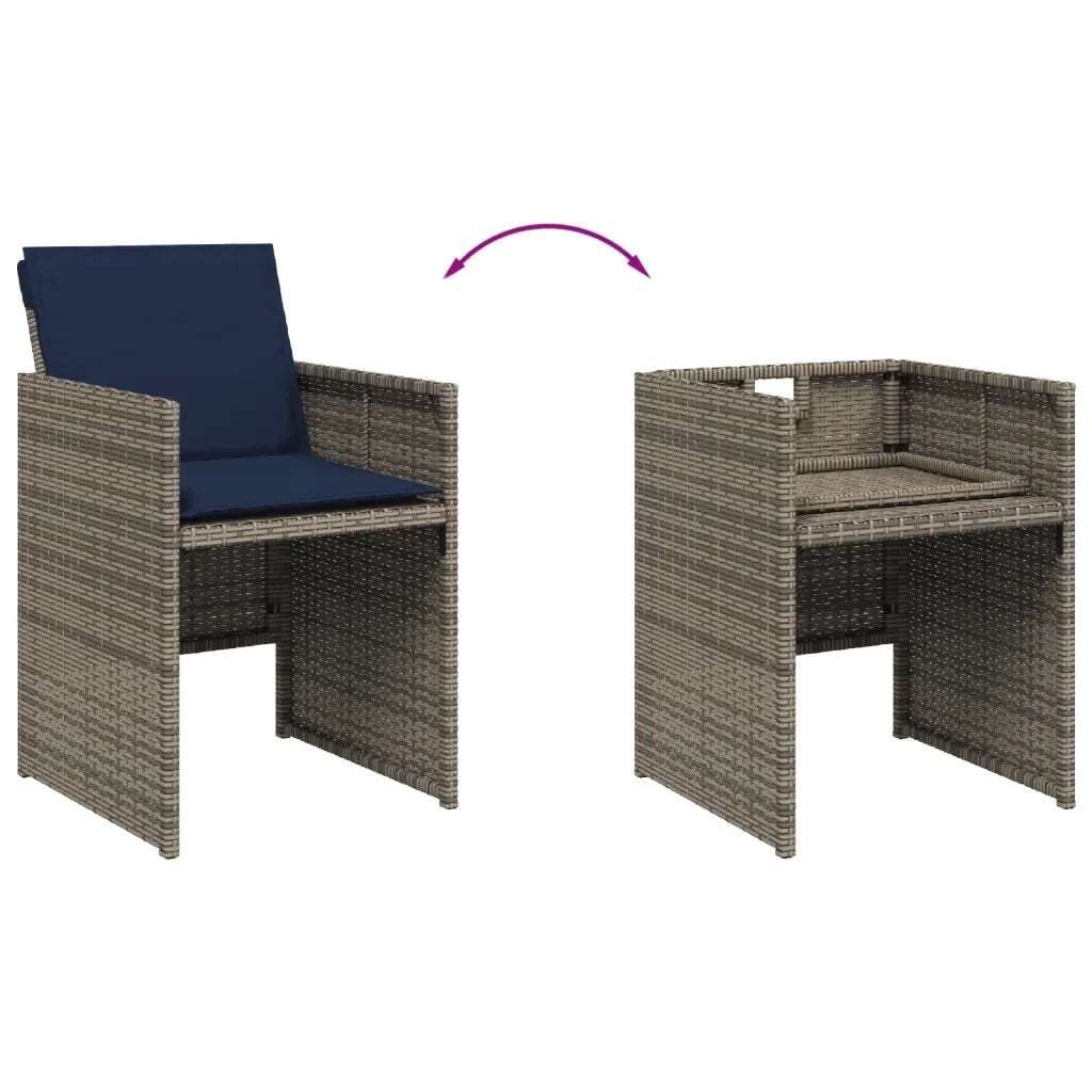 Set da pranzo da giardino da 9 pz con Cuscini in Polyrattan Grigio 3277692