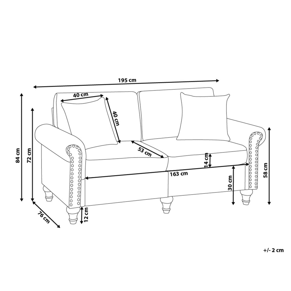 Divano a 3 posti in tessuto grigio stile Chesterfield con schienale basso