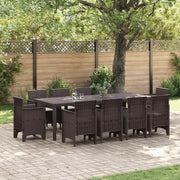 Set da Pranzo per Giardino 11 pcs Marrone Polipropilene