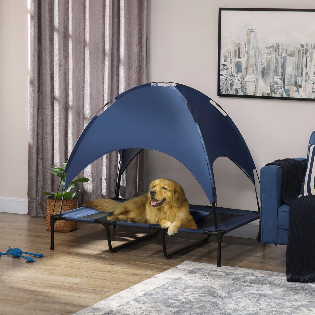 Cuccia per cani con baldacchino ¨C Xylo ¨C Blu e nero, 122x92x108 cm