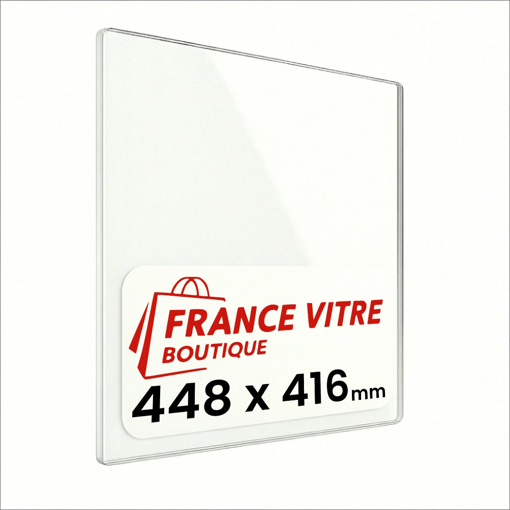 448 x 416 x 4 mm - Vetro per stufa a legna - vetro camino di ricambio - vetro per caminetto resistente al fuoco - France Vitre