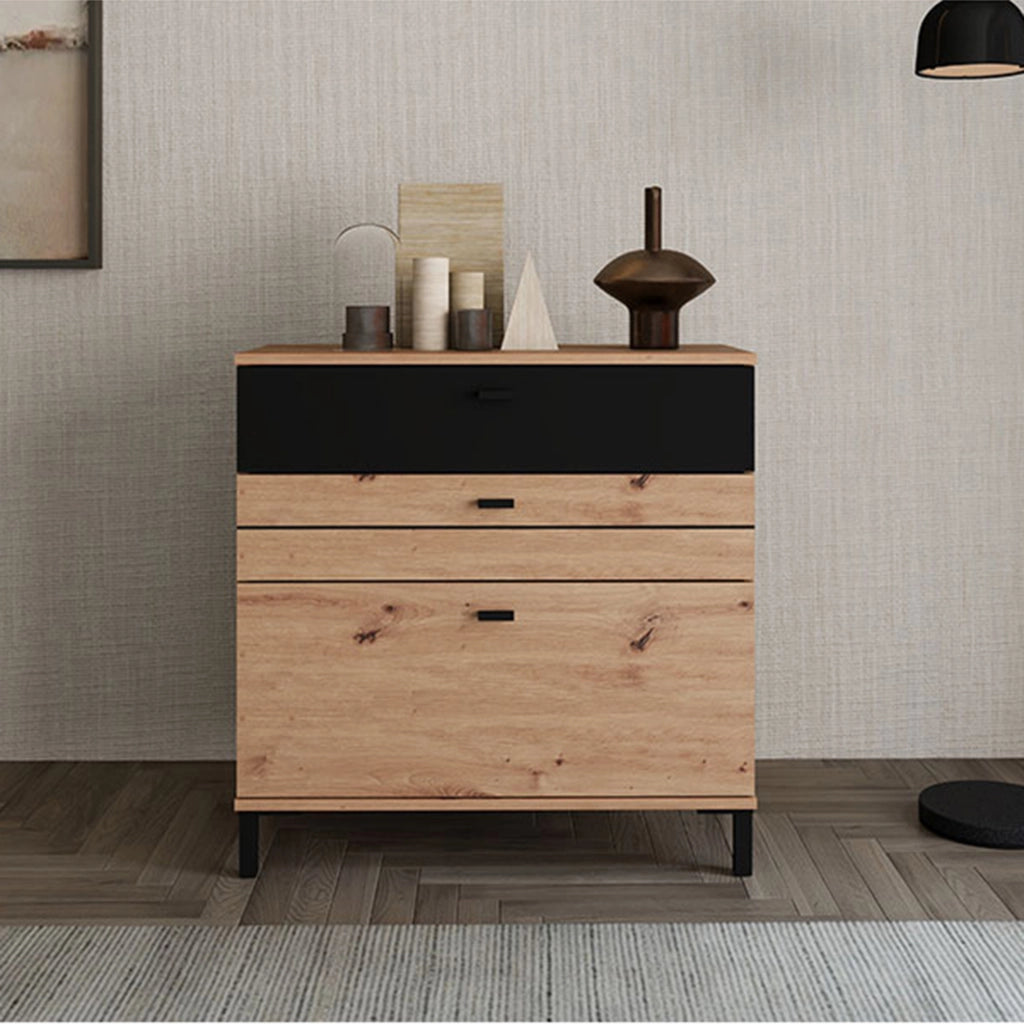 Madia Diani, Credenza un Ripiano, 77x35x78h cm Marrone Rovere Nodi