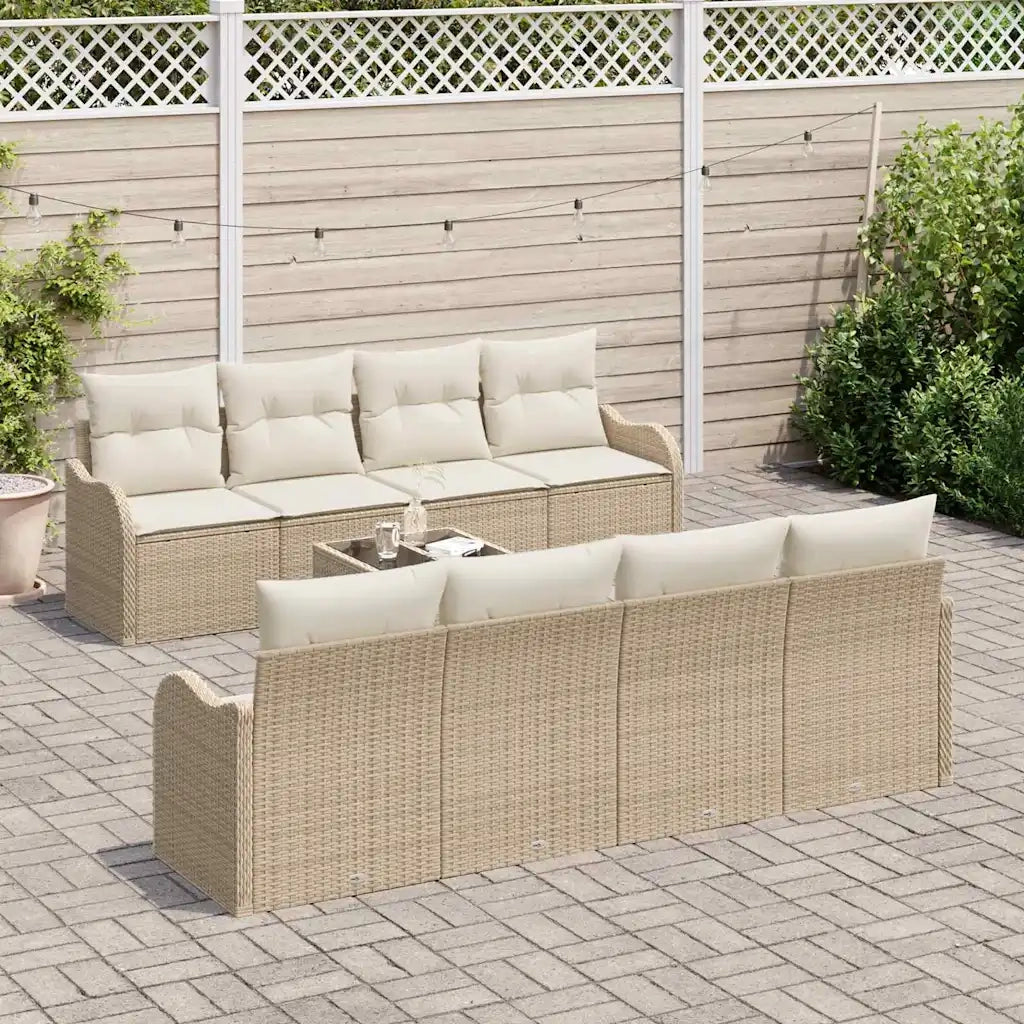 Set Divano da Giardino Beige 55 x 55 x 37 cm polyrattan