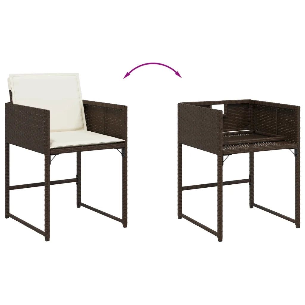 Set da Pranzo da Giardino 11 pz con Cuscini Polyrattan Marrone 3278060