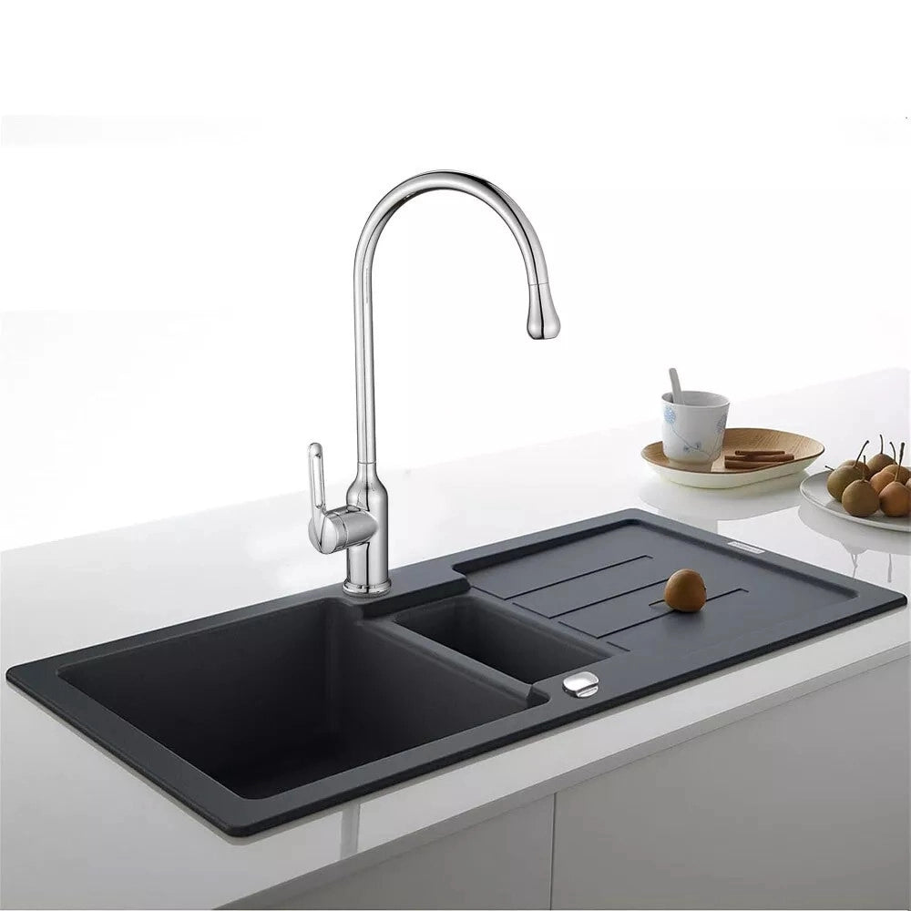 Trade Shop - Rubinetto Per Cucina Miscelatore Lavello Canna Alta Monocomando Silver 87260 -
