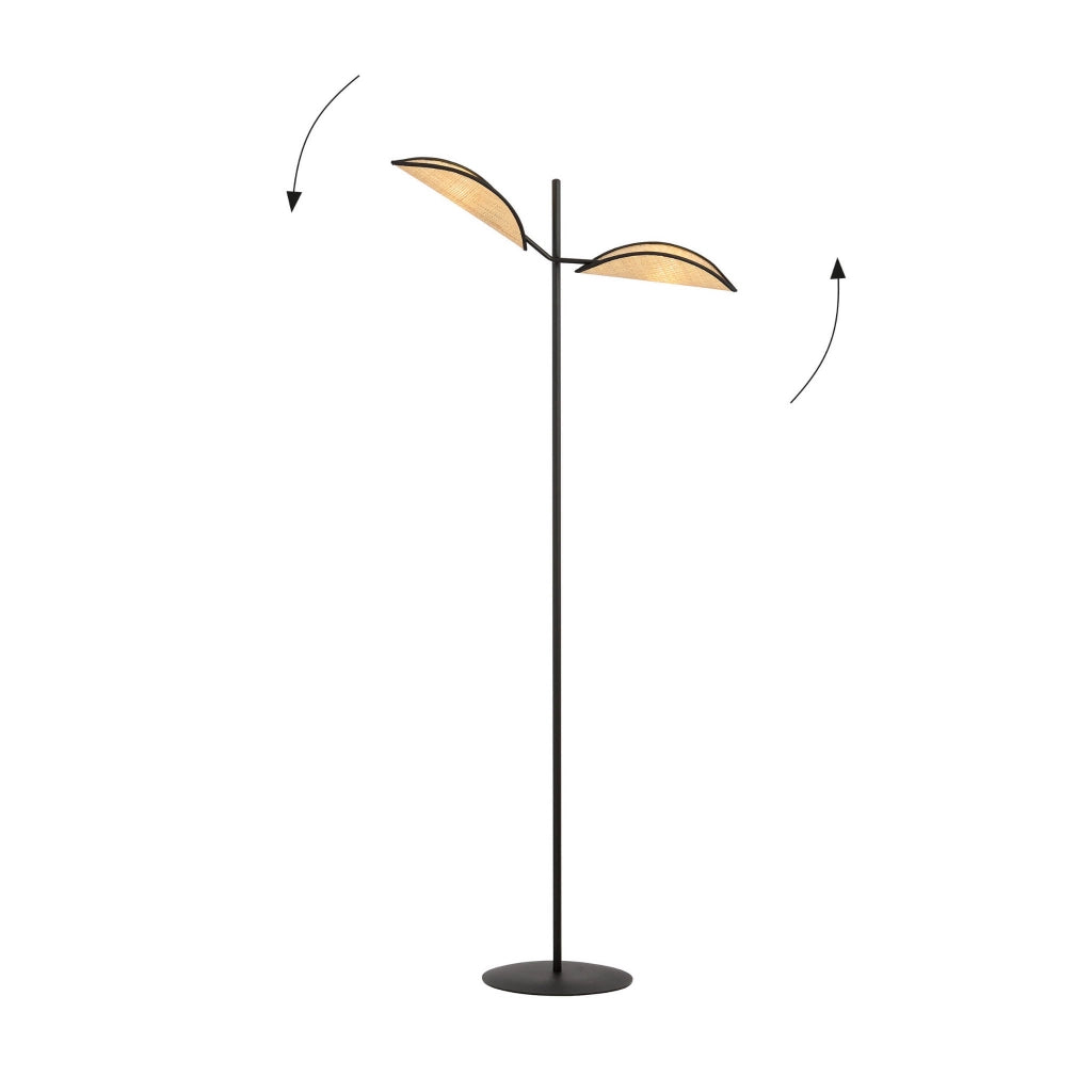 Lampada da terra Emibig VENE nera rattan 2xE14 150cm