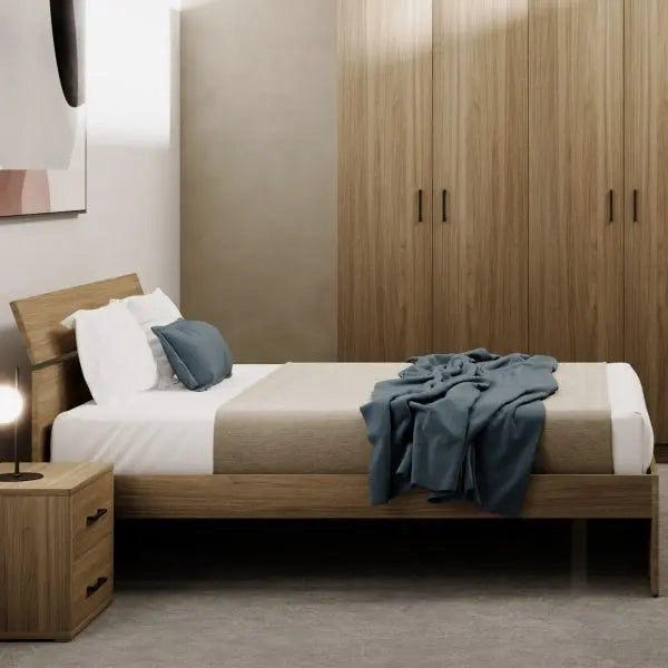 Letto una piazza e mezza per camera colore Noce Naturale cm 200x131xH 98