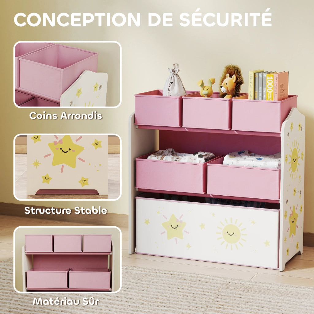 Scaffale per bambini con 6 contenitori in tessuto ¨C Minimal ¨C rosa