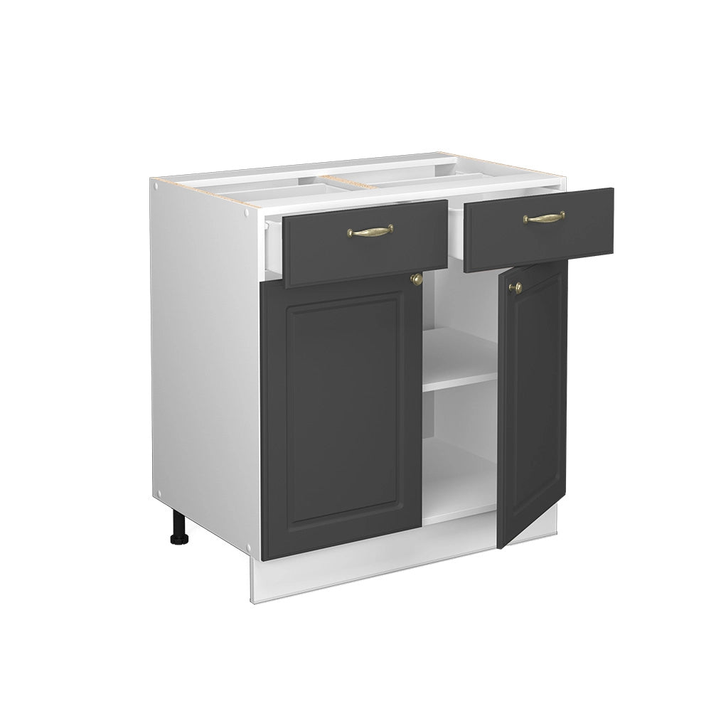 Mobiletto base per cucina Fame-Line Antracite-oro/Bianco 80 cm, PL Rovere Vicco