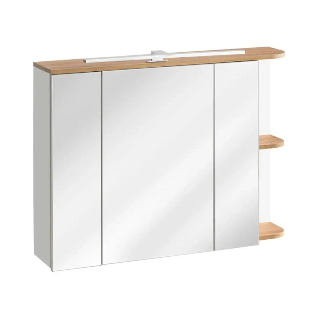 Mobile da bagno ASKA bianco e legno - Modello sospeso con porte