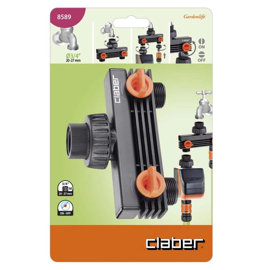 PRESA A 2 VIE 3/4 POLLICE MASCHIO PER IRRIGAZIONE DA GIARDINO CLABER