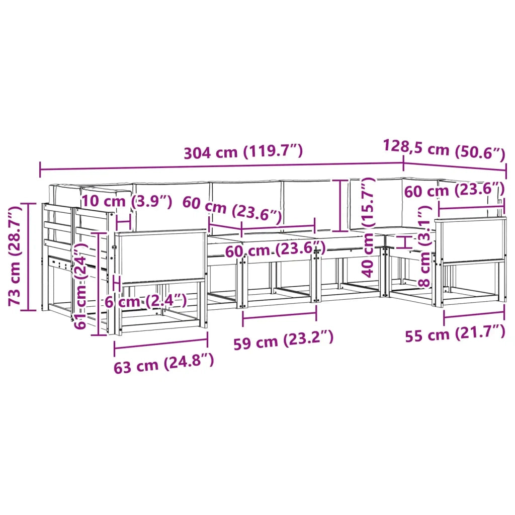 Set di divani da esterno 7 pz Naturale e Beige 3385519