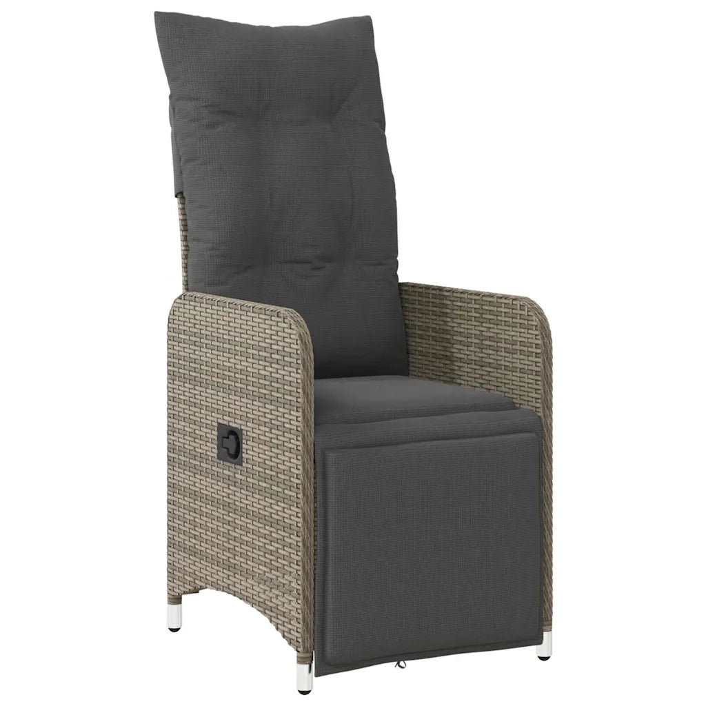 Set Bistrò da Giardino 3 pz con Cuscini in Polyrattan Grigio