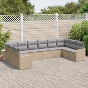 Set Divano da Giardino 10 pcs beige e grigio chiaro polyrattan