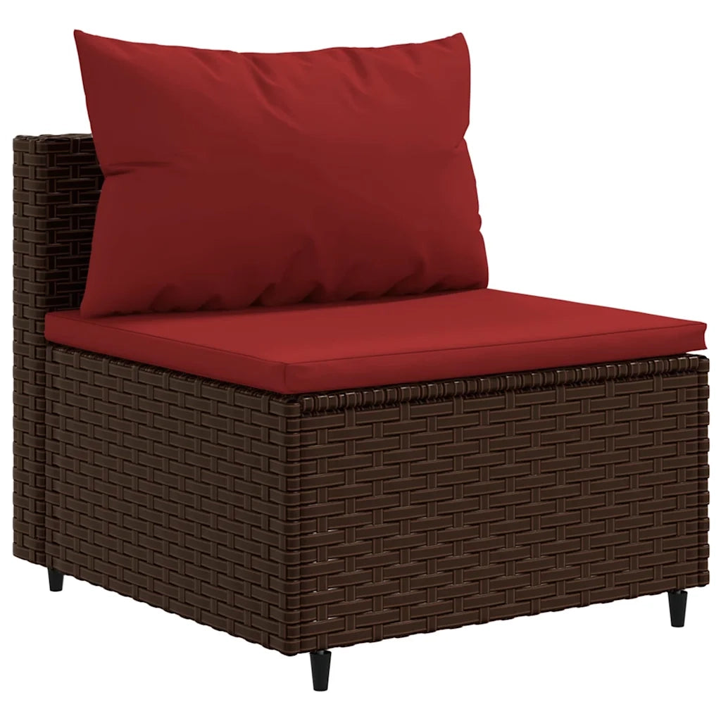 Set Divani da Giardino 10pz con Cuscini in Polyrattan Marrone 3308405