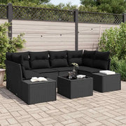 Set Divano da Giardino con cuscino 7 pcs Nero polyrattan 3346963