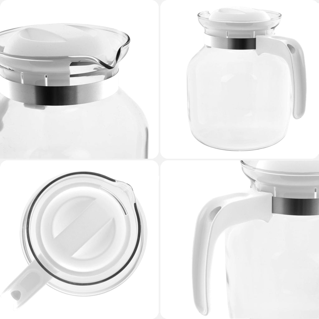 KADAX Brocca in vetro per tè e caffè da 1,5 l, resistente al calore, con coperchio, colore bianco.