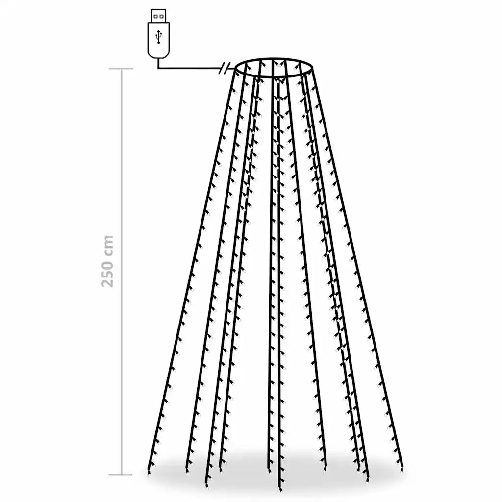 Rete di Luce per Albero di Natale 250 LED Multicolore 250 cm 328887