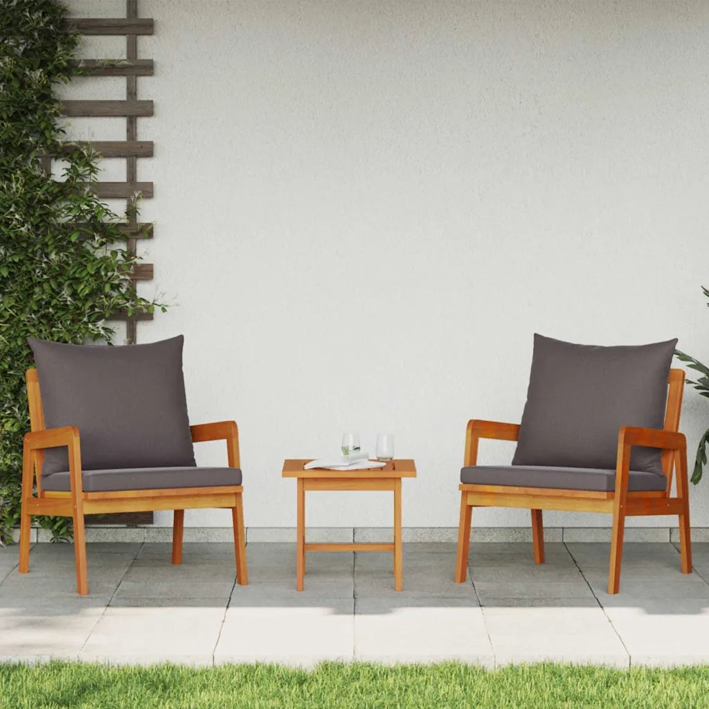 Set bistrot con cuscino 3 pcs Marrone Legno di Acacia Massello 4106460
