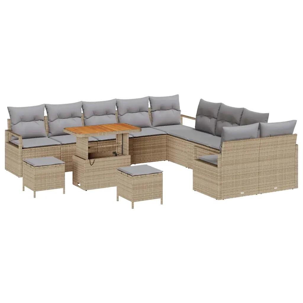 Set Divano da Giardino con cuscino 13 pcs Beige polyrattan 3362587
