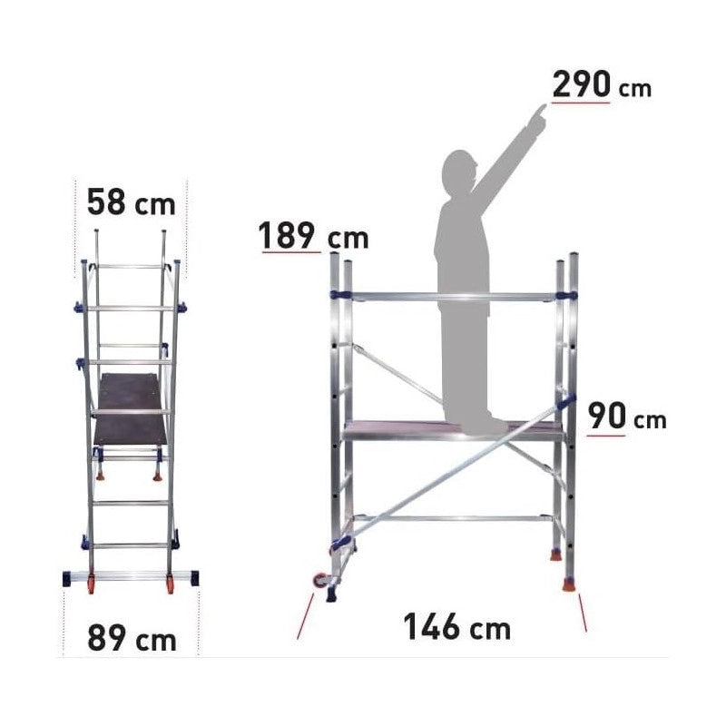 Trabattello Alluminio Facal P6 Utility Plus 189X146X58 Cm
