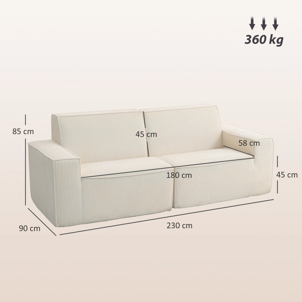 Divano 3 Posti in Velluto ¨C Zephmum ¨C Beige 230 cm