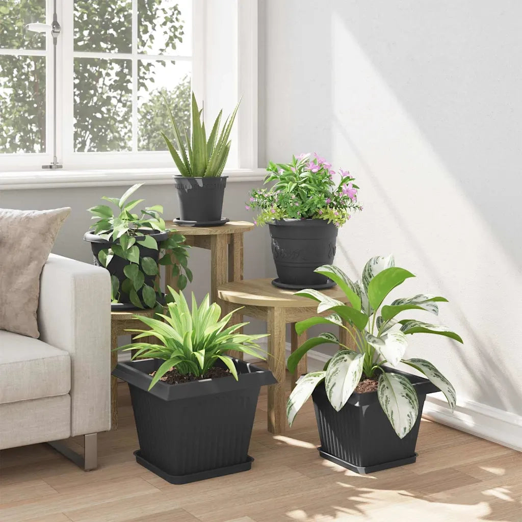 Vasi per Piante 6 pcs Nero 33 x 33 x 26 cm Plastica 3403301