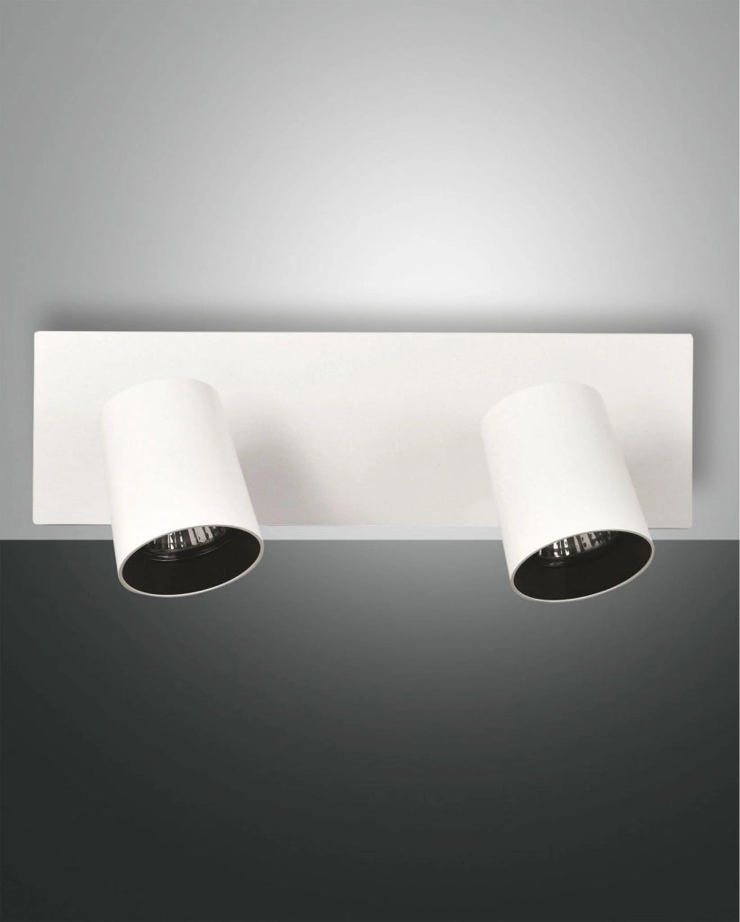 MODO  SPOT BIANCO 2 LUCI ALLUMINIO SPAZZOLATO ORIENTABILE  ATTACCO GU10 IP20