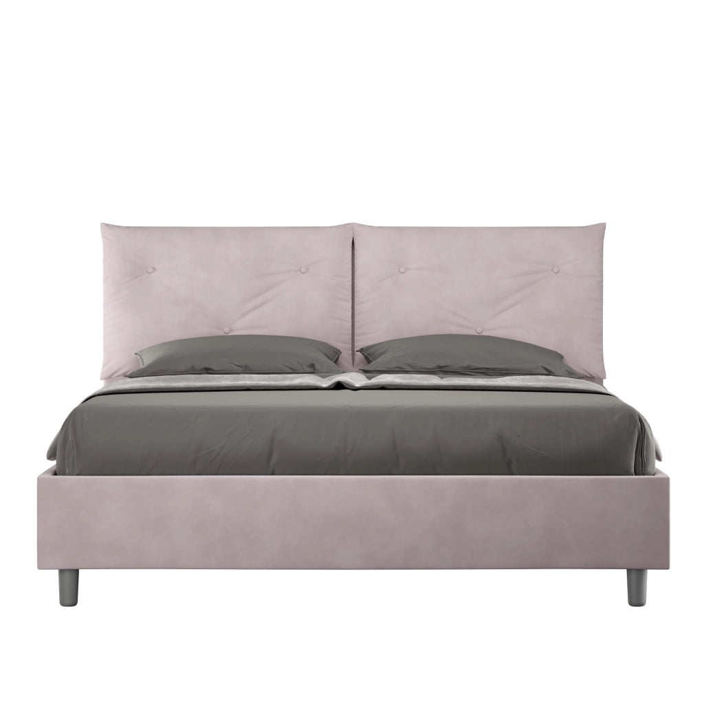 BS COM Letto queen size contenitore imbottito 150x210 microfibra glicine Large