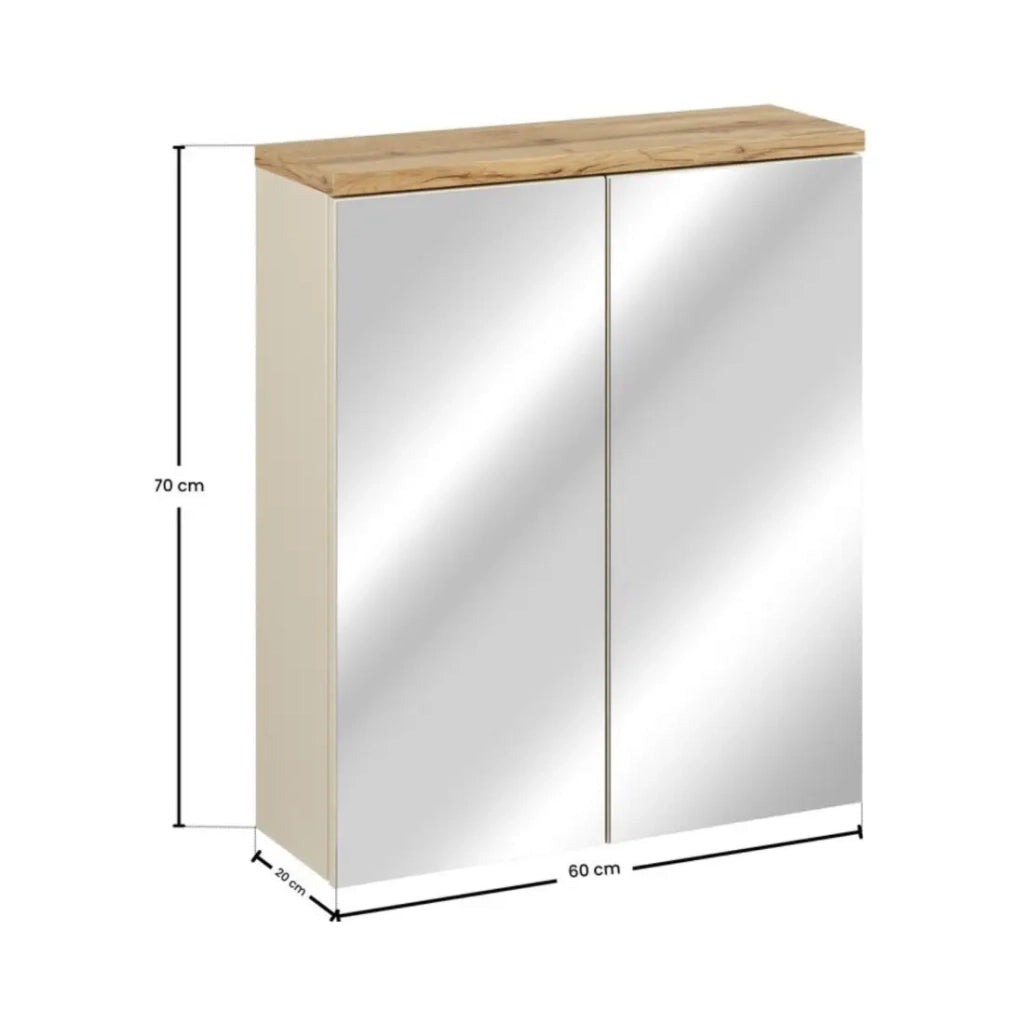 Mobile da bagno ERMANO con porte a specchio - L60 x H70 x P20 - Da appendere