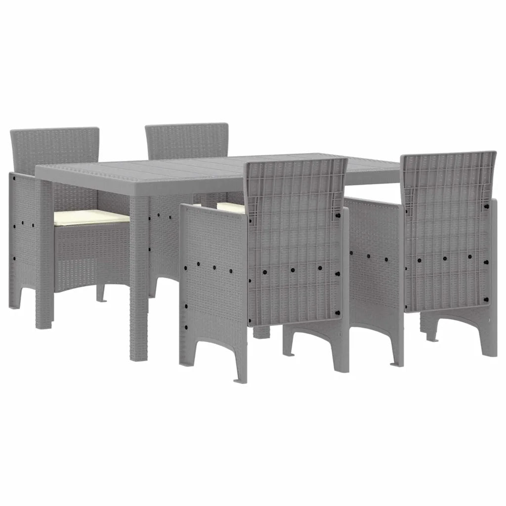 Set da Pranzo per Giardino 5 pcs Grigio chiaro Rattan Polt 3378711