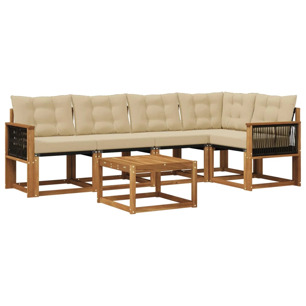 Set di divani da esterno con cuscino 6 pcs Naturale e Beige 3381969