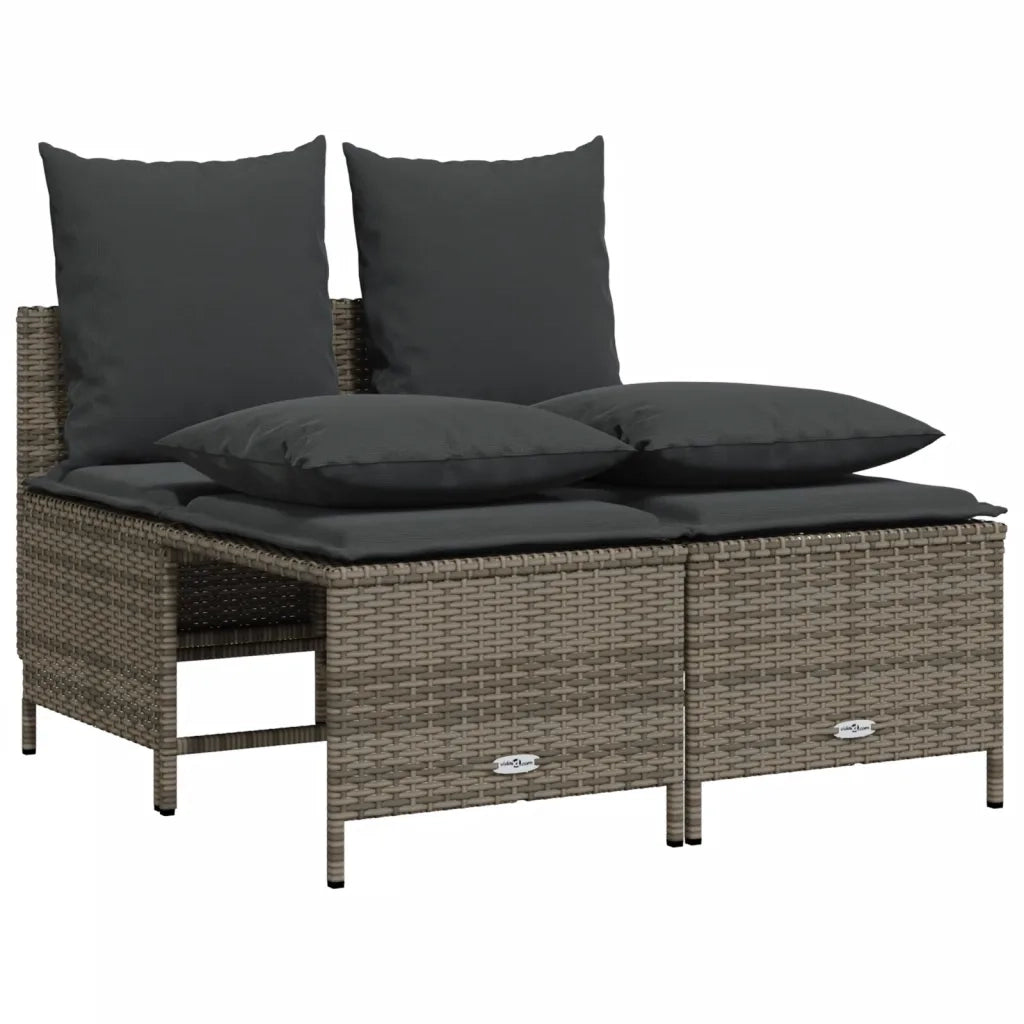 Set Divano da Giardino 5 pz con Cuscini Grigio in Polyrattan 3261553