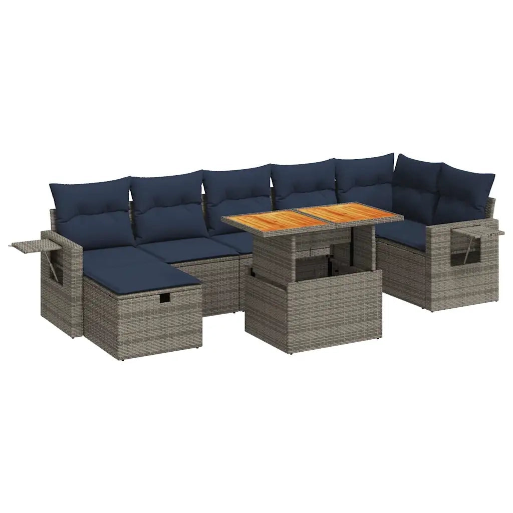 Set Divani Giardino 8 pz con Cuscini Marrone Polyrattan Acacia 3328041