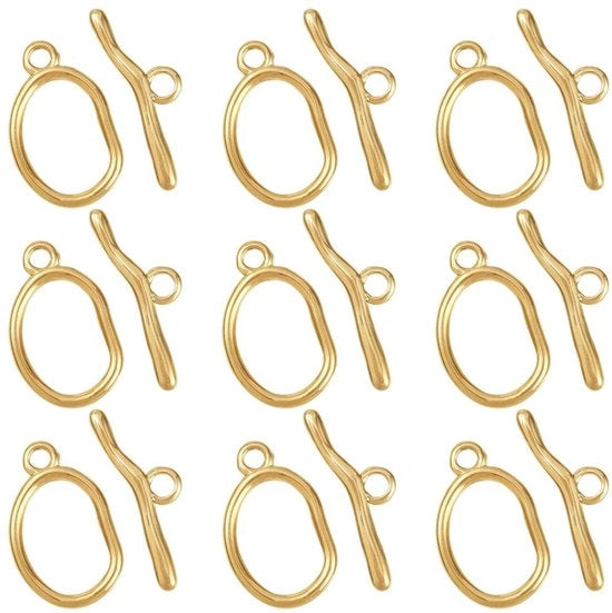 Connettori a Slitta 10 pezzi - Oro 18K Veramente Sormontato - Acciaio Inossidabile - Connettori - Anelli Ovale - Per Creazione di Gioielli