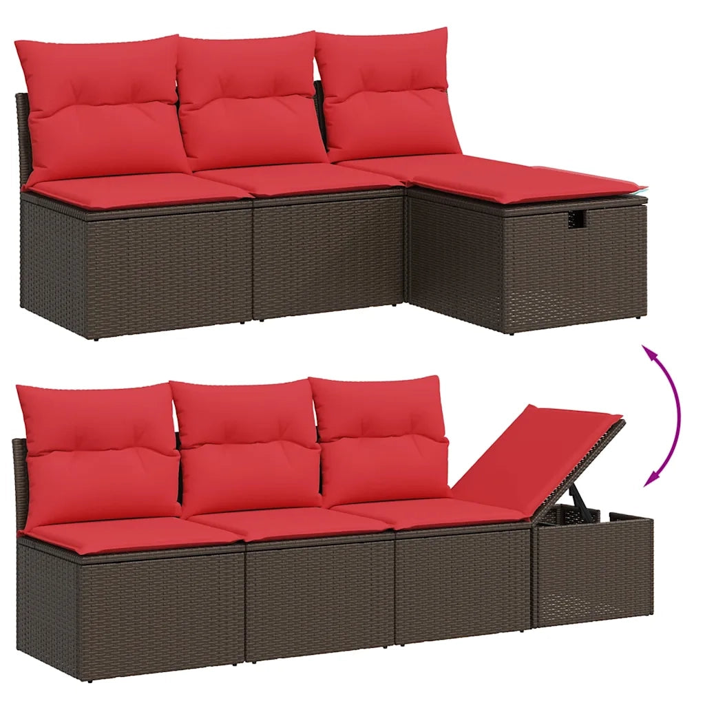 Set Divani da Giardino 8 pz con Cuscini Marrone in Polyrattan 3275154