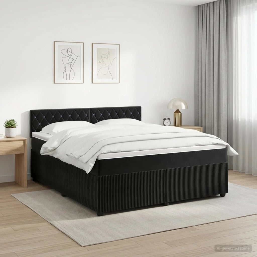 Letto box spring con materasso Nero 180 x 200 cm Velluto 3451723