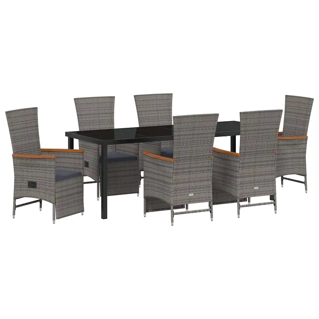 Set da Pranzo per Giardino con cuscino 7 pcs Grigio polyrattan 3379455